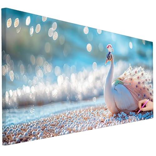 Diamond Painting XXL Groß 200x80cm Diamond Painting Strand Bilder Set Diamant Kunst Pfau Bastelset Erwachsene Zimmer Deko, DIY Full Diamant Malerei Kreativ Set für Erwachsene Wanddeko Geschenke D-69 von Ciooyxee