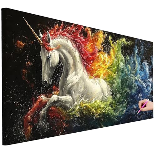 Diamond Painting XXL Groß 200x80cm Diamond Painting Tiere Bilder Set 5D Diamant Kunst Einhorn Bastelset Erwachsene, DIY Full Diamant Malerei Kreativ Set für Erwachsene für Wanddeko Geschenke B-51 von Ciooyxee
