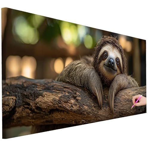 Diamond Painting XXL Groß 200x80cm Diamond Painting Tiere Bilder Set 5D Diamant Kunst Faultier Bastelset Erwachsene, DIY Full Diamant Malerei Kreativ Set für Erwachsene für Wanddeko Geschenke L-05 von Ciooyxee