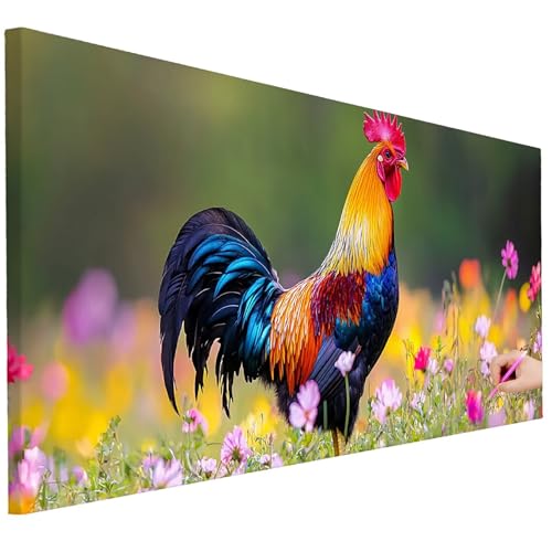 Diamond Painting XXL Groß 200x80cm Diamond Painting Tiere Bilder Set Diamant Kunst Huhn Bastelset Erwachsene Zimmer Deko, DIY Full Diamant Malerei Kreativ Set für Erwachsene Wanddeko Geschenke B-03 von Ciooyxee