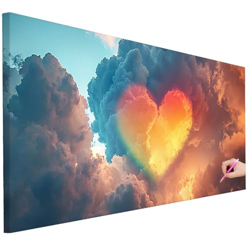 Diamond Painting XXL Groß 200x80cm Diamond Painting Wolke Bilder Set Diamant Kunst Herz Bastelset Erwachsene Zimmer Deko, DIY Full Diamant Malerei Kreativ Set für Erwachsene Wanddeko Geschenke C-86 von Ciooyxee
