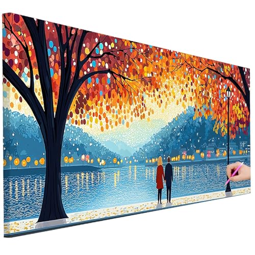 Diamond Painting XXL Groß 250x100cm Diamond Painting Baum Bilder Set 5D Diamant Kunst Landschaft Bastelset Erwachsene, DIY Full Diamant Malerei Kreativ Set für Erwachsene für Wanddeko Geschenke B-37 von Ciooyxee