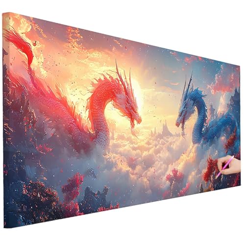 Diamond Painting XXL Groß 250x100cm Diamond Painting Drachen Bilder Set 5D Diamant Kunst Wolke Bastelset Erwachsene, DIY Full Diamant Malerei Kreativ Set für Erwachsene für Wanddeko Geschenke C-96 von Ciooyxee
