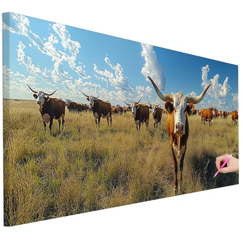 Diamond Painting XXL Groß 250x100cm Diamond Painting Hochlandrind Bilder Set 5D Diamant Kunst Tiere Bastelset Erwachsene DIY Full Diamant Malerei Kreativ Set für Erwachsene für Wanddeko Geschenke C-94 von Ciooyxee