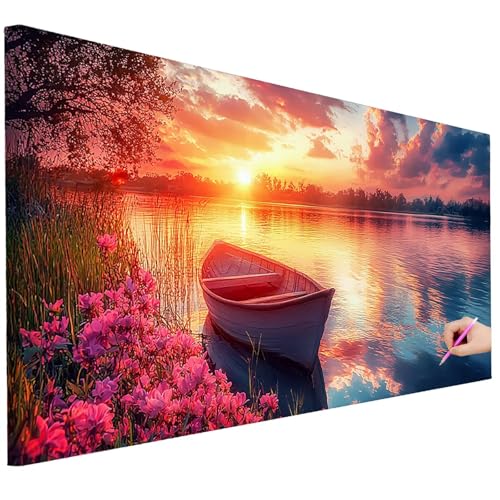 Diamond Painting XXL Groß 250x100cm Diamond Painting Landschaft Bilder Set 5D Diamant Kunst Sonnenuntergang Bastelset Erwachsene DIY Full Diamant Malerei Kreativ Set für Erwachsene für Geschenke C-14 von Ciooyxee