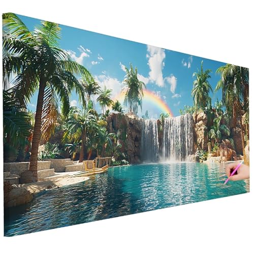 Diamond Painting XXL Groß 250x100cm Diamond Painting Landschaft Bilder Set Diamant Kunst Tropisch Bastelset Erwachsene DIY Full Diamant Malerei Kreativ Set für Erwachsene für Wanddeko Geschenke L-17 von Ciooyxee