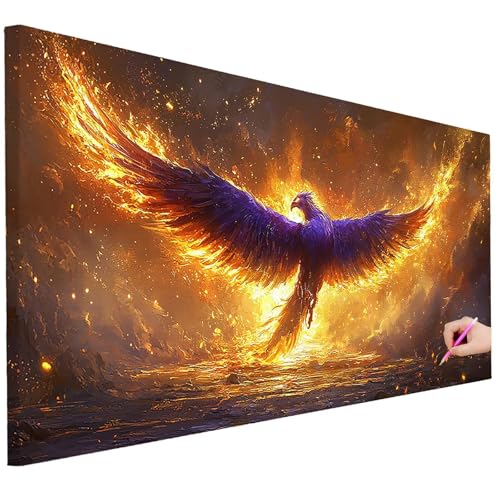 Diamond Painting XXL Groß 250x100cm Diamond Painting Phönix Bilder Set 5D Diamant Kunst Flamme Bastelset Erwachsene, DIY Full Diamant Malerei Kreativ Set für Erwachsene für Wanddeko Geschenke L-21 von Ciooyxee
