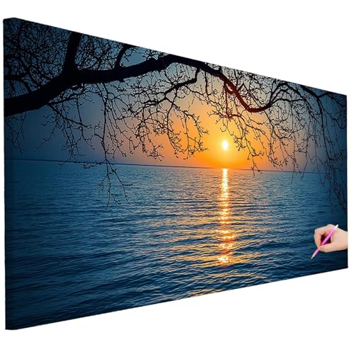 Diamond Painting XXL Groß 250x100cm Diamond Painting Sonnenuntergang Bilder Set Diamant Kunst Meer Bastelset Erwachsene DIY Full Diamant Malerei Kreativ Set für Erwachsene für Wanddeko Geschenke D-33 von Ciooyxee