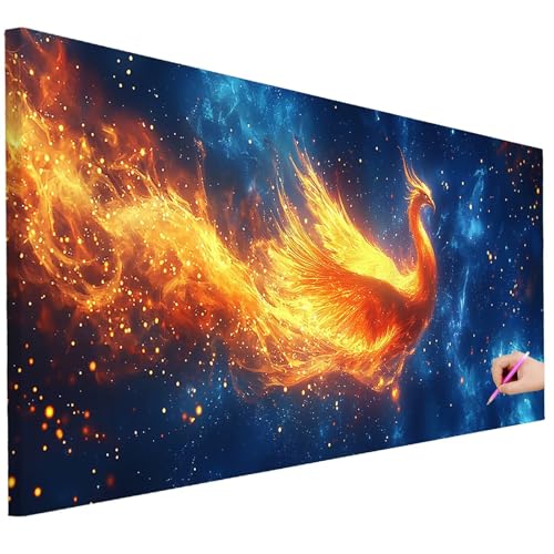 Diamond Painting XXL Groß 250x100cm Diamond Painting Vogel Bilder Set 5D Diamant Kunst Phönix Bastelset Erwachsene, DIY Full Diamant Malerei Kreativ Set für Erwachsene für Wanddeko Geschenke D-05 von Ciooyxee