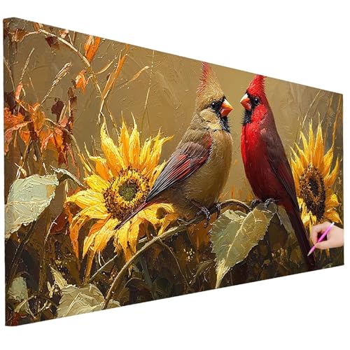 Diamond Painting XXL Groß 250x100cm Diamond Painting Vogel Bilder Set 5D Diamant Kunst Sonnenblume Bastelset Erwachsene, DIY Full Diamant Malerei Kreativ Set für Erwachsene für Wanddeko Geschenke K-66 von Ciooyxee