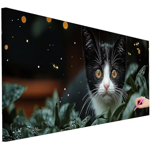 Diamond Painting XXL Groß 80x30cm Diamond Painting Katze Bilder Set Diamant Kunst Tiere Bastelset Erwachsene Zimmer Deko, DIY Full Diamant Malerei Kreativ Set für Erwachsene Wanddeko Geschenke K-90 von Ciooyxee