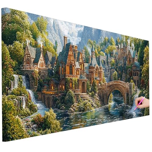 Diamond Painting XXL Groß 80x30cm Diamond Painting Landschaft Bilder Set 5D Diamant Kunst Brücke Bastelset Erwachsene, DIY Full Diamant Malerei Kreativ Set für Erwachsene für Wanddeko Geschenke B-29 von Ciooyxee