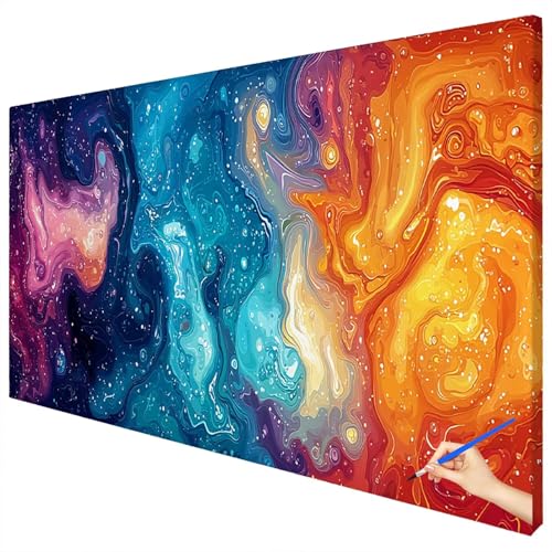 Malen Nach Zahlen Erwachsene Abstrakt 100x40cm XXL Malen Nach Zahlen Kinder ab 10 DIY Set Erwachsene Anfänger Paint by Numbers Modern Handgemalt Ölgemälde Leinwand Kit für Geschenke Herbstdeko B-24 von Ciooyxee