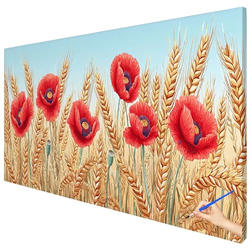 Malen Nach Zahlen Erwachsene Blumen 180x70cm XXL Malen Nach Zahlen Kinder ab 10 DIY Set Erwachsene Anfänger Paint by Numbers Pflanzen Handgemalt Ölgemälde Leinwand Kit für Geschenke Herbstdeko C-87 von Ciooyxee