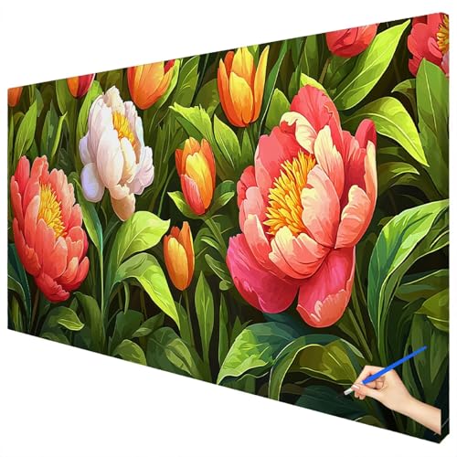 Malen Nach Zahlen Erwachsene Blumen 180x70cm XXL Malen Nach Zahlen Kinder ab 10 DIY Set Erwachsene Anfänger Paint by Numbers Pflanzen Handgemalt Ölgemälde Leinwand Kit für Geschenke Herbstdeko C-71 von Ciooyxee