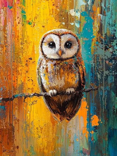 Malen Nach Zahlen Erwachsene Eule, Malen Nach Zahlen Tier ab 7 Jahre Mädchen, Malen-Nach-Zahlen mit Pinseln Acrylfarben, DIY Paint by Numbers Ölgemälde Geschenke Zimmer Dekor Ohne Rahmen 30x40cm V-6 von Ciooyxee
