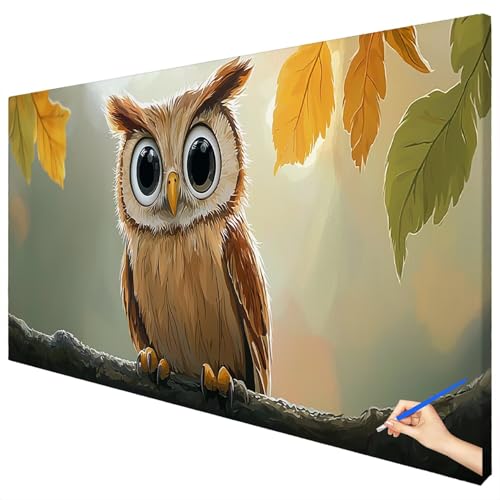 Malen Nach Zahlen Erwachsene Eule 180x70cm XXL Malen Nach Zahlen Kinder ab 10 DIY Set Erwachsene Anfänger Paint by Numbers Tiere Handgemalt Ölgemälde Leinwand Kit Geschenke für Frauen Herbstdeko E-47 von Ciooyxee