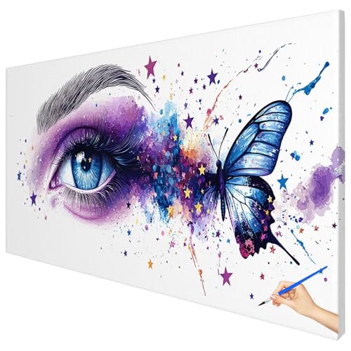 Malen Nach Zahlen Erwachsene Groß 100x40cm Malen Nach Zahlen Abstrakt Basteln Erwachsene Schmetterling Paint by Numbers Adult Kit DIY Acrylfarbe Ölgemälde Set Geschenke für Frauen Dekoration D-93 von Ciooyxee
