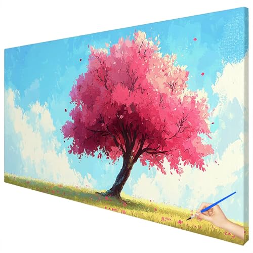 Malen Nach Zahlen Erwachsene Groß 100x40cm Malen Nach Zahlen Baum Basteln Erwachsene Landschaft Paint by Numbers Adult Kit DIY Acrylfarbe Ölgemälde Set für Anfänger, Geschenke für Frauen Deko B-19 von Ciooyxee