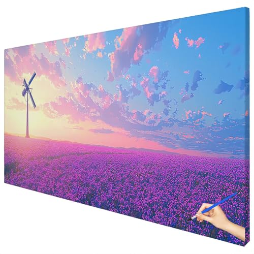 Malen Nach Zahlen Erwachsene Groß 100x40cm Malen Nach Zahlen Blumen Basteln Erwachsene Landschaft Paint by Numbers Adult Kit DIY Acrylfarbe Ölgemälde Set Geschenke für Frauen Herbst Dekoration E-52 von Ciooyxee