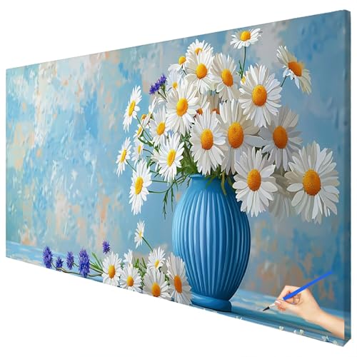 Malen Nach Zahlen Erwachsene Groß 100x40cm Malen Nach Zahlen Blumen Basteln Erwachsene Retro Paint by Numbers Adult Kit DIY Acrylfarbe Ölgemälde Set für Anfänger, Geschenke für Frauen Deko B-31 von Ciooyxee