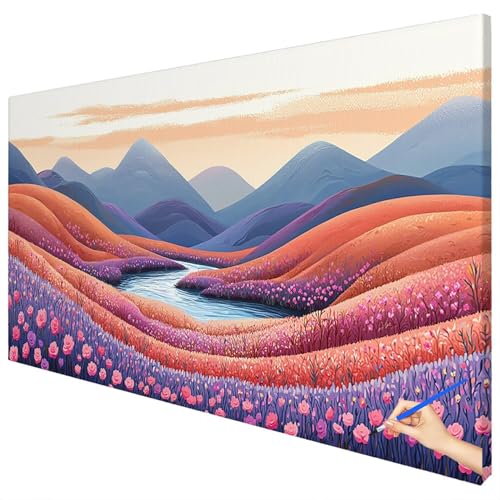 Malen Nach Zahlen Erwachsene Groß 100x40cm Malen Nach Zahlen Landschaft Basteln Erwachsene Blumen Paint by Numbers Adult Kit DIY Acrylfarbe Ölgemälde Set Geschenke für Frauen Herbst Dekoration C-60 von Ciooyxee