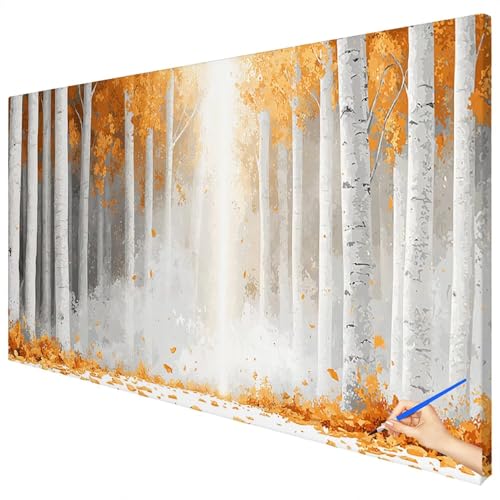 Malen Nach Zahlen Erwachsene Groß 100x40cm Malen Nach Zahlen Wald Basteln Erwachsene Herbst Paint by Numbers Adult Kit DIY Acrylfarbe Ölgemälde Set für Anfänger, Geschenke für Frauen Herbst Deko E-04 von Ciooyxee
