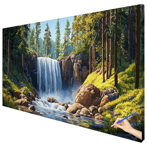 Malen Nach Zahlen Erwachsene Groß 100x40cm Malen Nach Zahlen Wald Basteln Erwachsene Natur Paint by Numbers Adult Kit DIY Acrylfarbe Ölgemälde Set für Anfänger, Geschenke für Frauen Herbst Deko E-14 von Ciooyxee