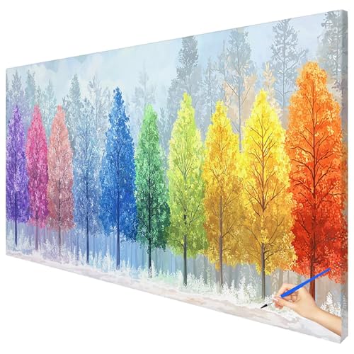 Malen Nach Zahlen Erwachsene Groß 120x50cm Malen Nach Zahlen Baum Basteln Erwachsene Abstrakt Paint by Numbers Adult Kit DIY Acrylfarbe Ölgemälde Set für Anfänger, Geschenke für Frauen Deko E-38 von Ciooyxee