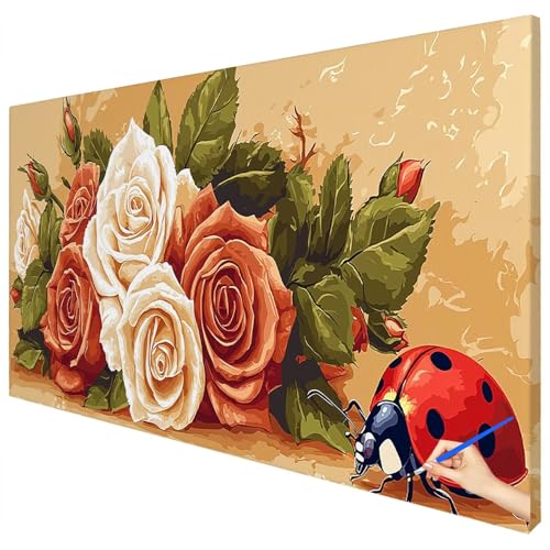Malen Nach Zahlen Erwachsene Groß 120x50cm Malen Nach Zahlen Blumen Basteln Erwachsene Pflanzen Paint by Numbers Adult Kit DIY Acrylfarbe Ölgemälde Set für Anfänger, Geschenke für Frauen Deko B-01 von Ciooyxee