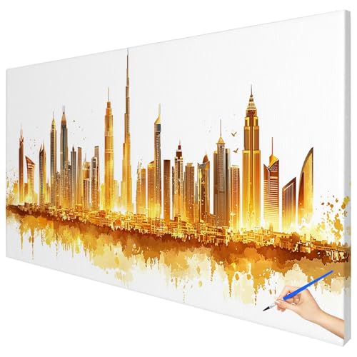 Malen Nach Zahlen Erwachsene Groß 120x50cm Malen Nach Zahlen Landschaft Basteln Erwachsene Stadt Paint by Numbers Adult Kit DIY Acrylfarbe Ölgemälde Set für Anfänger, Geschenke für Frauen Deko C-74 von Ciooyxee
