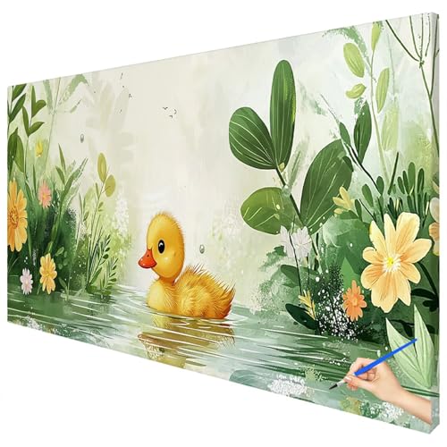 Malen Nach Zahlen Erwachsene Groß 120x50cm Malen Nach Zahlen Pflanzen Basteln Erwachsene Ente Paint by Numbers Adult Kit DIY Acrylfarbe Ölgemälde Set für Anfänger, Geschenke für Frauen Deko E-18 von Ciooyxee