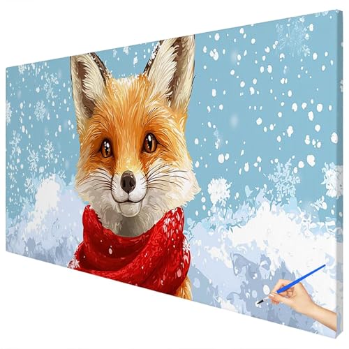 Malen Nach Zahlen Erwachsene Groß 120x50cm Malen Nach Zahlen Tiere Basteln Erwachsene Winter Paint by Numbers Adult Kit DIY Acrylfarbe Ölgemälde Set für Anfänger, Geschenke für Frauen Deko D-17 von Ciooyxee