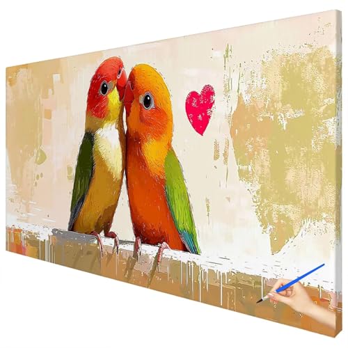 Malen Nach Zahlen Erwachsene Groß 120x50cm Malen Nach Zahlen Vogel Basteln Erwachsene Papagei Paint by Numbers Adult Kit DIY Acrylfarbe Ölgemälde Set für Anfänger, Geschenke für Frauen Deko C-92 von Ciooyxee
