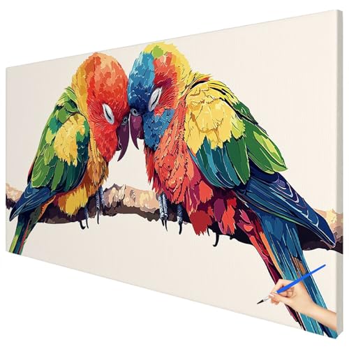 Malen Nach Zahlen Erwachsene Groß 120x50cm Malen Nach Zahlen Vogel Basteln Erwachsene Papagei Paint by Numbers Adult Kit DIY Acrylfarbe Ölgemälde Set für Anfänger, Geschenke für Frauen Deko E-40 von Ciooyxee