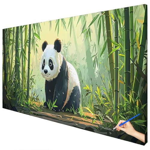 Malen Nach Zahlen Erwachsene Groß 120x50cm Malen Nach Zahlen Wald Basteln Erwachsene Panda Paint by Numbers Adult Kit DIY Acrylfarbe Ölgemälde Set für Anfänger, Geschenke für Frauen Herbst Deko B-17 von Ciooyxee