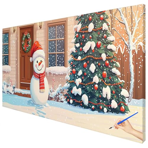 Malen Nach Zahlen Erwachsene Groß 120x50cm Malen Nach Zahlen Weihnachten Basteln Erwachsene Winter Paint by Numbers Adult Kit DIY Acrylfarbe Ölgemälde Set Geschenke für Frauen Herbst Dekoration A-92 von Ciooyxee