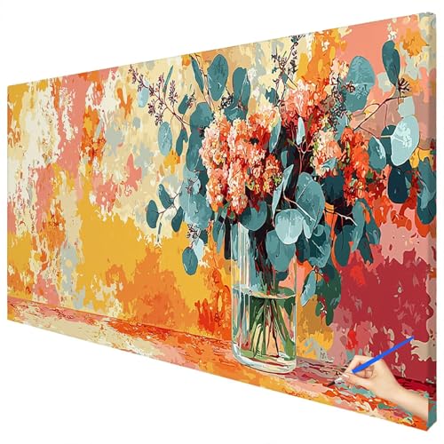 Malen Nach Zahlen Erwachsene Groß 150x60cm Malen Nach Zahlen Abstrakt Basteln Erwachsene Blumen Paint by Numbers Adult Kit DIY Acrylfarbe Ölgemälde Set für Anfänger, Geschenke für Frauen Deko E-12 von Ciooyxee