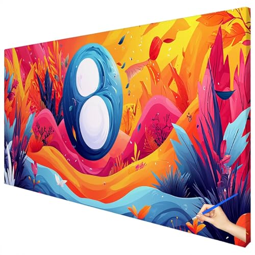 Malen Nach Zahlen Erwachsene Groß 150x60cm Malen Nach Zahlen Abstrakt Basteln Erwachsene Pflanzen Paint by Numbers Adult Kit DIY Acrylfarbe Ölgemälde Set Geschenke für Frauen Herbst Dekoration E-06 von Ciooyxee