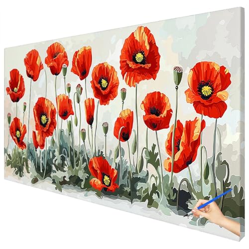 Malen Nach Zahlen Erwachsene Groß 150x60cm Malen Nach Zahlen Blumen Basteln Erwachsene Pflanzen Paint by Numbers Adult Kit DIY Acrylfarbe Ölgemälde Set für Anfänger, Geschenke für Frauen Deko E-48 von Ciooyxee