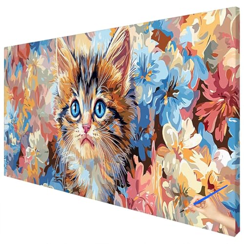 Malen Nach Zahlen Erwachsene Groß 150x60cm Malen Nach Zahlen Katze Basteln Erwachsene Blumen Paint by Numbers Adult Kit DIY Acrylfarbe Ölgemälde Set für Anfänger, Geschenke für Frauen Deko E-08 von Ciooyxee