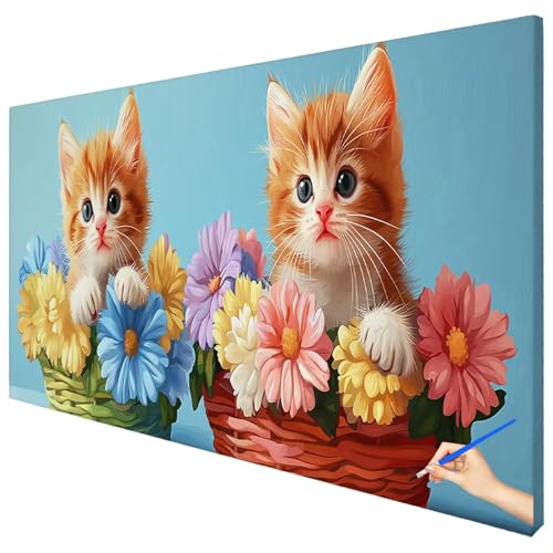 Malen Nach Zahlen Erwachsene Groß 150x60cm Malen Nach Zahlen Katze Basteln Erwachsene Blumen Paint by Numbers Adult Kit DIY Acrylfarbe Ölgemälde Set für Anfänger, Geschenke für Frauen Deko E-54 von Ciooyxee