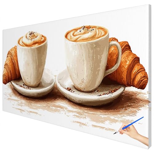 Malen Nach Zahlen Erwachsene Groß 150x60cm Malen Nach Zahlen Küche Basteln Erwachsene Kaffee Paint by Numbers Adult Kit DIY Acrylfarbe Ölgemälde Set für Anfänger, Geschenke für Frauen Deko D-97 von Ciooyxee