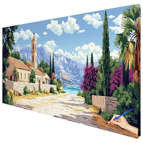 Malen Nach Zahlen Erwachsene Groß 150x60cm Malen Nach Zahlen Landschaft Basteln Erwachsene Retro Paint by Numbers Adult Kit DIY Acrylfarbe Ölgemälde Set für Anfänger, Geschenke für Frauen Deko B-09 von Ciooyxee