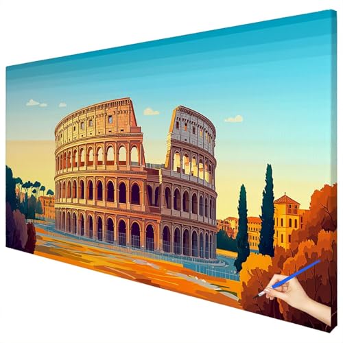 Malen Nach Zahlen Erwachsene Groß 150x60cm Malen Nach Zahlen Landschaft Basteln Erwachsene Rom Paint by Numbers Adult Kit DIY Acrylfarbe Ölgemälde Set für Anfänger, Geschenke für Frauen Deko A-94 von Ciooyxee