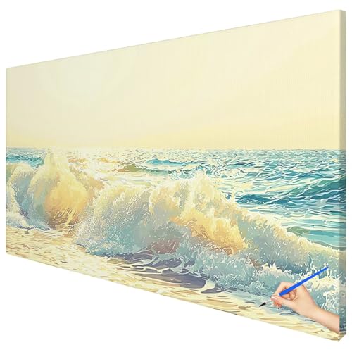 Malen Nach Zahlen Erwachsene Groß 150x60cm Malen Nach Zahlen Meer Basteln Erwachsene Landschaft Paint by Numbers Adult Kit DIY Acrylfarbe Ölgemälde Set für Anfänger, Geschenke für Frauen Deko E-24 von Ciooyxee