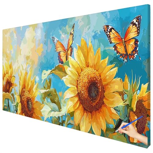 Malen Nach Zahlen Erwachsene Groß 180x70cm Malen Nach Zahlen Blumen Basteln Erwachsene Schmetterling Paint by Numbers Adult Kit DIY Acrylfarbe Ölgemälde Set Geschenke für Frauen Herbst Dekoration C-90 von Ciooyxee