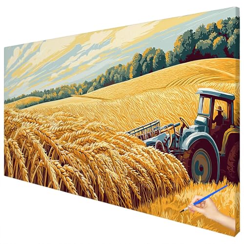 Malen Nach Zahlen Erwachsene Groß 180x70cm Malen Nach Zahlen Herbst Basteln Erwachsene Weizen Paint by Numbers Adult Kit DIY Acrylfarbe Ölgemälde Set für Anfänger, Geschenke für Frauen Deko D-03 von Ciooyxee