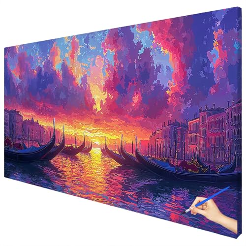 Malen Nach Zahlen Erwachsene Groß 180x70cm Malen Nach Zahlen Italien Basteln Erwachsene Landschaft Paint by Numbers Adult Kit DIY Acrylfarbe Ölgemälde Set Geschenke für Frauen Herbst Dekoration A-72 von Ciooyxee