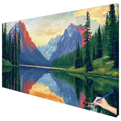 Malen Nach Zahlen Erwachsene Groß 180x70cm Malen Nach Zahlen Landschaft Basteln Erwachsene Natur Paint by Numbers Adult Kit DIY Acrylfarbe Ölgemälde Set für Anfänger, Geschenke für Frauen Deko C-58 von Ciooyxee